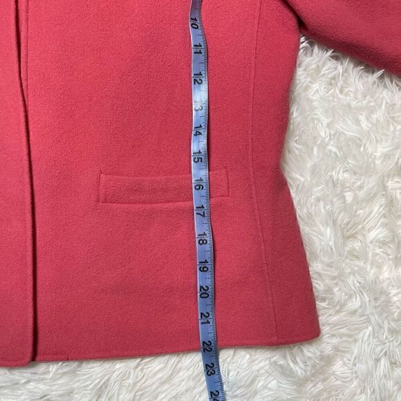 Talbots Pink Blazer Jacket Shoulder Pads Open Front Cardigan 100% Wool Size 10 - Picture 7 of 10
